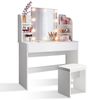 SONNI Schminktisch Schminktisch mit LED-Beleuchtung/ohne LED, weiß, Frisiertisch, weiß, Frisiertisch mit Spiegel 1080x400x1400mm Bild 4