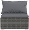 vidaXL 4-tlg. Garten-Lounge-Set mit Kissen Grau Poly Rattan 317512 Bild 4