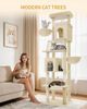 Kratzbaum Groß, 213 cm Hoch, XXL Katzenbaum, 2 Plattformen, 2 Höhlen, 5 Kratzstämme, Kratzbrett, Katzenkorb, Hängematte, Geeignet für Alle Katzenrassen, Maine Coon, Beige Bild 3