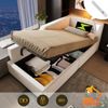 Polsterbett 90x190 cm aus Samt mit hydraulischem Stauraum, Leselampe und USB-C-Anschluss Bild 4
