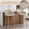 SeedWave Barhocker 2er Set Barstühle aus Leinenstoff, Geschwungene Rückenlehne & Holzfüße (2er Set), Küchenhocker mit Eisen-Fußstütze, rutschfesten Bodenschonern Bild 3