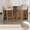 SeedWave Barhocker 2er Set Barstühle aus Leinenstoff, Geschwungene Rückenlehne & Holzfüße (2er Set), Küchenhocker mit Eisen-Fußstütze, rutschfesten Bodenschonern Bild 4