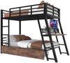 BlingBin Hochbett (1-St, mit Schreibtisch, LED-Beleuchtung, 2 Schubladen und Leiter) 90x200 cm, für Arbeitszimmer, Kinder- und Jugendzimmer, schwarz Bild 2