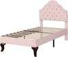 Polsterbett 90×200 cm aus Samt-Stoff mit höhenverstellbarem Kopfteil und Lattenrost, rosa Bild 5