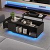 Merax Couchtisch hochglanz höhenverstellbarer Wohnzimmertisch mit LED-Beleuchtung (1-St), Sofatisch mit hydraulischem Lift, verstecktem Stauraum, Schublade Bild 5