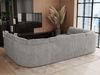 Ecksofa, Sofa big XXL, Wellenfedern, Wohnlandschaft XXL, mit Schlaffunktion - COMODO U - Hellgrau Cord - Topper T25 Bild 4