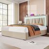 Merax Polsterbett, mit USB Typ C Ladefunktion und LED-Beleuchtung, Ohne Matratze, Leinen Beige, 160x200 cm Bild 3
