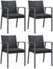 vidaXL Gartenstühle mit Kissen 4 Stk. Schwarz 56,5x57x83cm Poly Rattan 3187079 Bild 2