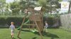 Fungoo Spielturm "Boomer 3", teak,mit Rutsche, Doppelschaukel, Leiter, Griffe, Kletterwand und Holzdach Bild 4