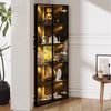 Merax Glasvitrine Eckschrank Eckvitrine mit LED Licht (1-St) Eckvitrine Hochschrank mit 2 Glastüren, Vitrinenschrank, 62x35x160cm Bild 2