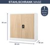 Aktenschrank abschließbar BEATA - 3 Ebenen verstellbar, Flügeltüren | Metallschrank Werkstatt Mehrzweckschrank Büroschrank aus Stahl Werkzeugschrank, 93x90x40cm Weiß-Sonoma Eiche Bild 2