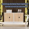 Aktenschrank abschließbar BEATA - 3 Ebenen verstellbar, Flügeltüren | Metallschrank Werkstatt Mehrzweckschrank Büroschrank aus Stahl Werkzeugschrank, 93x90x40cm Weiß-Sonoma Eiche Bild 3