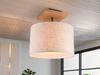 LED Deckenleuchte mit Stoffschirm in Beige und Naturholz Sockel, Ø 36cm Bild 5
