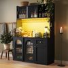 REDOM Hochschrank Vitrinenschrank,Buffetschrank (mit LED-Beleuchtung, Verstellbaren Ablagen & Kippschutz, 1-St) Bild 5