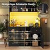 REDOM Hochschrank Vitrinenschrank,Buffetschrank (mit LED-Beleuchtung, Verstellbaren Ablagen & Kippschutz, 1-St) Bild 3