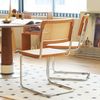 LVHOM 2er Set Freischwinger, Esszimmerstuhl mit Wiener Geflecht, Bauhaus Küchenstuhl aus Natur-Rattan, 25mm Chromgestell, stapelbarer Wohnzimmerstuhl, Braun Bild 3