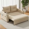 Merax 3-in-1 Schlafsofa, ausziehbares Sofa Bett mit Schlaf-Funktion, Doppelsofa mit Getränkehalter, Seitentaschen, Kissen und USB-Anschluss, Beige Bild 3