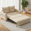 Merax 3-in-1 Schlafsofa, ausziehbares Sofa Bett mit Schlaf-Funktion, Doppelsofa mit Getränkehalter, Seitentaschen, Kissen und USB-Anschluss, Beige Bild 2
