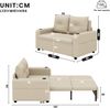 Merax 3-in-1 Schlafsofa, ausziehbares Sofa Bett mit Schlaf-Funktion, Doppelsofa mit Getränkehalter, Seitentaschen, Kissen und USB-Anschluss, Beige Bild 4