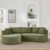 Flieks Sofa set, 2-Sitzer + Rechte Chaiselongue, mit Getränkehalter & Kissen, Bogenförmiges Design, Cordstoff, Grün Bild 3