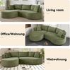 Flieks Sofa set, 2-Sitzer + Rechte Chaiselongue, mit Getränkehalter & Kissen, Bogenförmiges Design, Cordstoff, Grün Bild 5