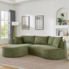 Flieks Sofa set, 2-Sitzer + Rechte Chaiselongue, mit Getränkehalter & Kissen, Bogenförmiges Design, Cordstoff, Grün Bild 2