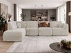 Wohnlandschaft modular NOARA 6M L, Eckcouch mit Wellenfederung, freistehendes Ecksofa, Modernes Design - Beige Cord - Links Bild 4