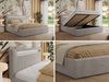 Polsterbett GOLD 5 CLASSIC 140 x 200 cm mit LED-Beleuchtung & Bettkasten, Doppelbett inkl. Lattenrost, Metall-Lift-System & Stauraum - Hellgrau Plüsch Bild 2