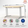Rheinland Möbel Statio Schreibtisch 120x80 cm höhenverstellbar ±10 mm in Ahorn – ergonomischer Bürotisch für Homeoffice & Büro, C-Fuß, Kabelwanne, einfache Montage, FSC® zertifiziert Bild 3