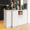 Flieks Bartisch 360° drehbar Stehtisch und Mehrzweckschrank 2-in-1 (Set, 2-St, mit verstellbarer Einlegeböden und Arbeitsplatte in Marmoroptik), schwenkbar Essbar Kücheninsel Küchenschrank mit Schubladen Bild 1