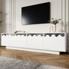 TV-Schrank 170x45x40 cm weiß modern Wellen-Design 4 Türen Glasregale Bild 3