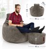 Green Bean® Sitzsack mit Hocker aus Cord - Sitzsäcke für das Wohnzimmer, Schlafzimmer, Sitzsack-Sessel für Erwachsene Dunkelgrau Bild 4