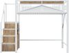 Hochbett 140×200 cm mit Sicherheitszaun und Fensterdesign, Weiß, ohne Matratze Bild 4