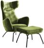 KAWOLA Sessel LOTTE Ohrensessel velvet olivgrün mit Hocker 117 x 82 x 79 cm Bild 3