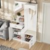 Flurschrank 110x33x185,5 cm mit Spiegel und Schuhbank Bild 3