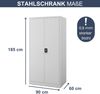 Aktenschrank abschließbar JAN - 5 Ebenen verstellbar, Flügeltüren | Metallschrank Werkstatt Mehrzweckschrank Büroschrank aus Stahl Werkzeugschrank, 185x90x60cm Grau Bild 2