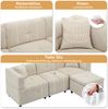 3-Sitzer Sofa Chenille mit Lordosenstütze & Fußhocker, 204x126x69 cm,Sofa mit Taschenfederkern, ergonomisch,Beige Bild 5