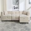 3-Sitzer Sofa Chenille mit Lordosenstütze & Fußhocker, 204x126x69 cm,Sofa mit Taschenfederkern, ergonomisch,Beige Bild 4