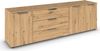 Rauch Möbel Flipp, Sideboard, TV-Schrank, Kommode mit Stauraum, Eiche Artisan, 3-türig, 3 Schubkästen, Griffe chrom, 199 x 61 x 42 cm Bild 2