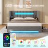 LVHOM Polsterbett 180x200 mit Seitenschränke, Bettgestell mit USB & LED und Stauraum sowie Hydraulik, Doppelbett aus Samt, Funktionbett, Grau Bild 3