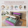 LVHOM Polsterbett 180x200 mit Seitenschränke, Bettgestell mit USB & LED und Stauraum sowie Hydraulik, Doppelbett aus Samt, Funktionbett, Grau Bild 5