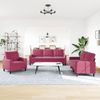vidaXL 3-tlg. Sofagarnitur mit Kissen Weinrot Samt 3278355 Bild 3