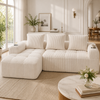 L-Form Sofa, 3-Sitzer, Chenille, Chaiselongue, 3 Kissen, Gelb Bild 2