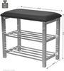 Schuhbank Sitzbank Metall Schwarz mit Schuhablage & Kunstleder Sitz Bild 3