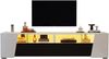 TV-Schrank 180x38,5x45 cm in Weiß/Schwarz mit Hochglanzfront, LED, 2 Schubladen und 2 Türen Bild 5