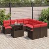 vidaXL Gartensofa-set mit Kissen mit Speicher 9 pcs Braun Poly Rattan 3356997 Bild 3