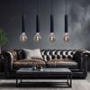 LED Hängeleuchte, Holz, schwarz, 4-flammig, H 120 cm Bild 2