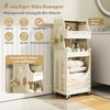 4-stufiger Wäschewagen faltbarer Wäschekorb mit abschließbaren Rollen 2 Körbe 6 Haken Beige Bild 3