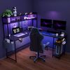 SANODESK Computertisch Gaming Tisch L-Form Schreibtisch Jugendschreibtische (L-förmiger Schreibtisch, mit Regal), mit LED-Beleuchtung, 2 Steckdosen & 2 USB-Anschlüsse Bild 2
