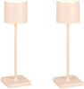2er SET Akku LED Tischlampen kabellos für Innen & Außen, Beige - H: 38cm Bild 2